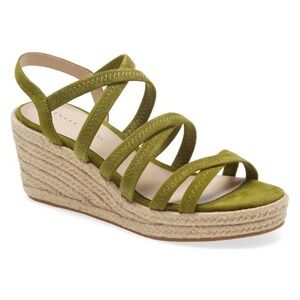 NEW PELLE MODA Kortez Olive Suede Strappy Wedge, Size 6.5, MSRP $180